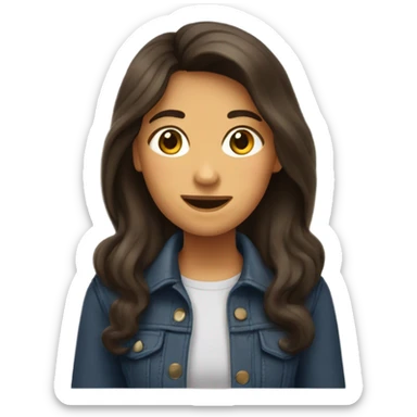 fille brune qui dit bonjour sticker