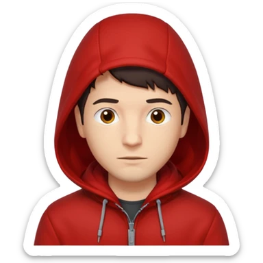 Man in red coat, hood down sticker