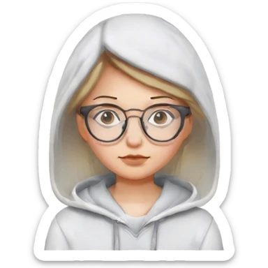 girl with classes and a white hoodie  sticker