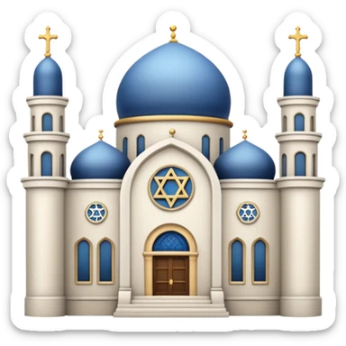 reform jewish synagogue similar in architecture to historical churches (pretty and magnificent), white in color, in ios emoji style sticker