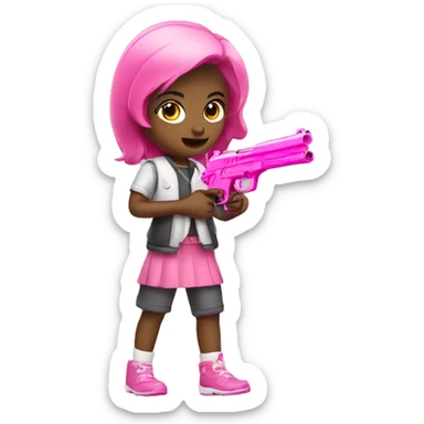 Girl with pink gun sticker