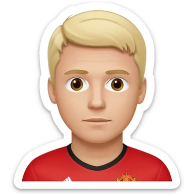 Blonde man wearing a Manchester United football shirt  sticker