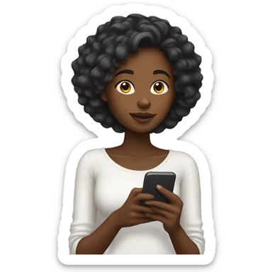 Black girl with cat texting sticker