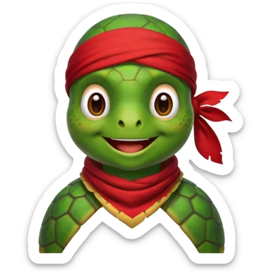 turtle wearing a red pirate scarf sticker
