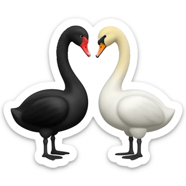 Black swan and white swan love looking to each other sticker