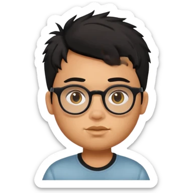 generate a pretty bratz boy with spectacles on, slightly fat, tan. Black hair messy sticker