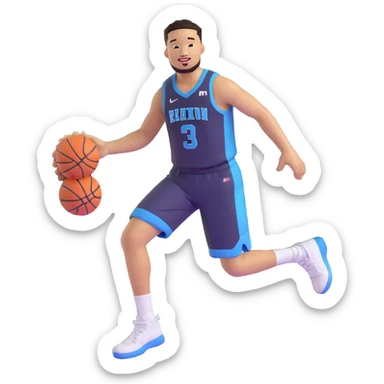 Jalen Brunson basketball celebration, holding a basketball sticker