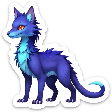 Kawaii dark colorful edgy fantasy ethereal feline-vernid-sergal-fursona animal creature with a tufted tail full body sticker