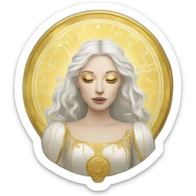 White and gold tarot card sticker