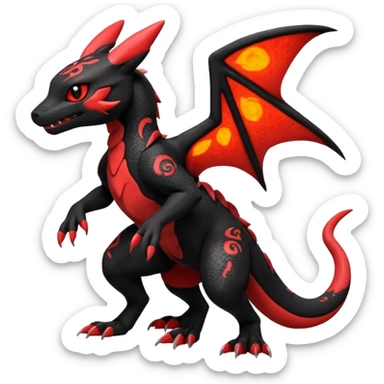 Exotic Volcanic Guilmon-Salandit-Umbreon-Fakémon-hybrid-creature (full body)  sticker