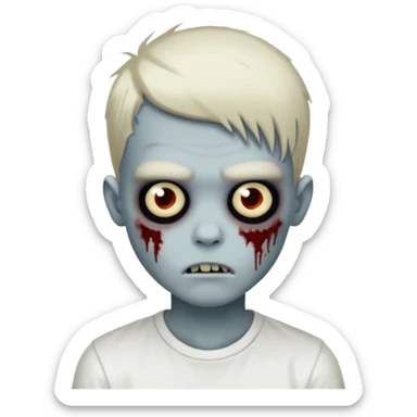 zombie boy with emo hair and white shirt, variant 2 sticker