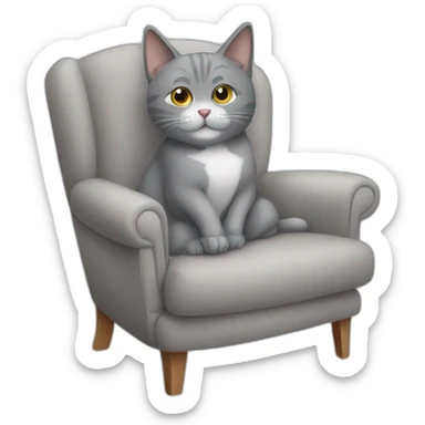 Grey cat sitting in a comfy chair  sticker