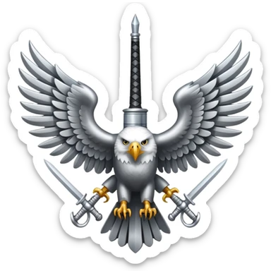 Silver eagle with crossed sabers sticker