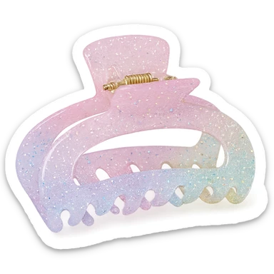 girly sparkling hair claw clip, pastel colors, no background sticker