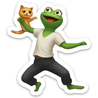 pepe dancing with a cat sticker