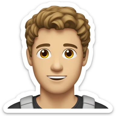 A 20 year old, Caucasian man, with short brown hair, with none facial hair,   with brown eyes wearing a t-shirt. sticker