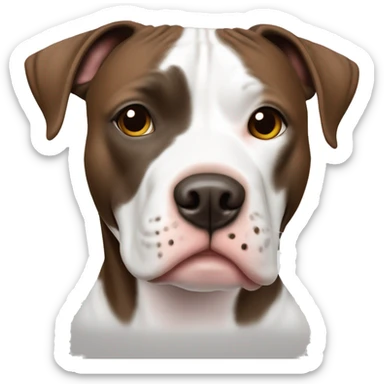 American Staffordshire terrier white and brown brown patch on right eye with hazel eyes and brown nose ￼￼￼ sticker