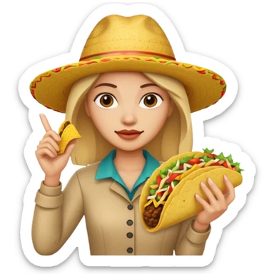 woman holding taco sticker