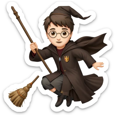 Harry potter flying on a broomstick sticker