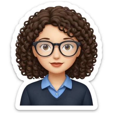 brunette girl with glasses and curly hair sticker