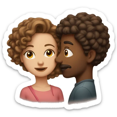 man 30 years old with slightly curly hair kisses girl with brown hair sticker