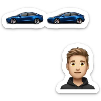 A young guy with Tesla Model Y sticker