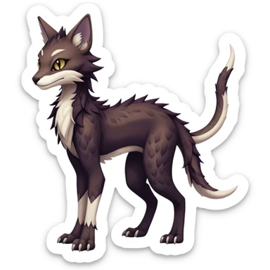 Kawaii dark edgy ethereal feline-vernid-sergal-fursona animal creature with a tufted tail full body with intricate markings  sticker