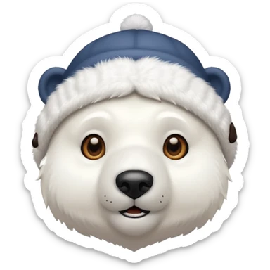 polar bar with beanie hat sticker
