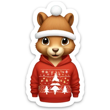 squirrel wearing christmas Sweatshirt  sticker