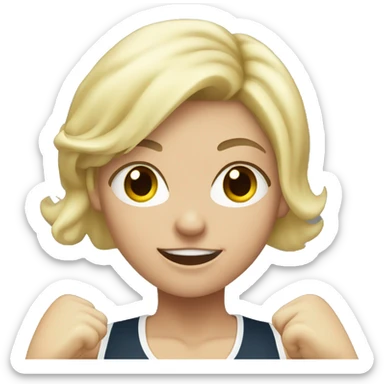 White blond girl boxing sticker