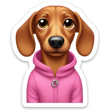 Wiener dog in a pink jumpsuit sticker