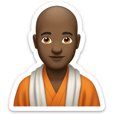 yogi with a peaceful and meditative expression. The character should be wearing an orange robe, symbolizing traditional yogic attire. sticker