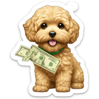 golden maltipoo with money sticker