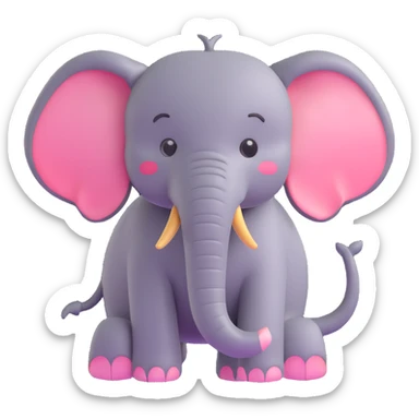 elephant with raised trunk in 3D emoji style, soft shading, lively and expressive, suitable for app icon sticker