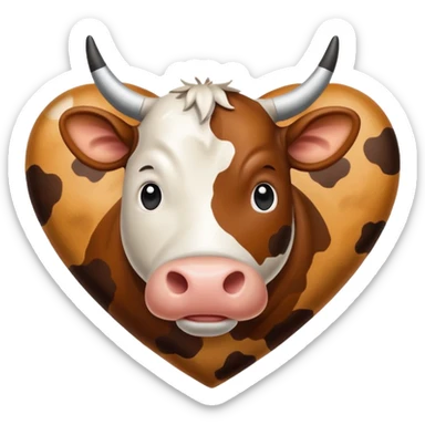 Cow print brown  heart sticker