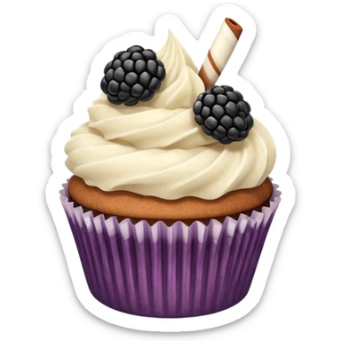 cupcake with cinnamon dusting & blackberry on top sticker