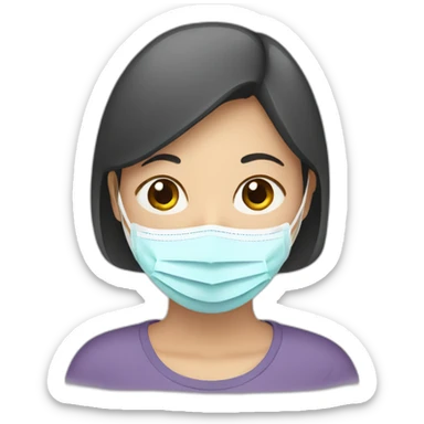 Asian Woman with N95 Mask sticker