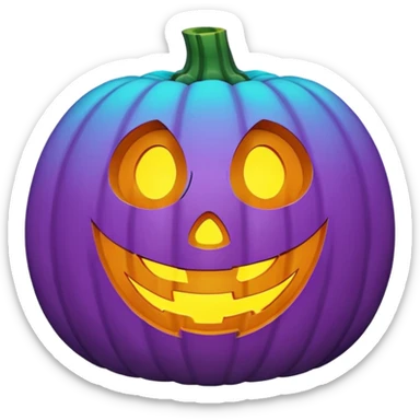 glowing jack-o'-lantern, only purple and cyan colors sticker
