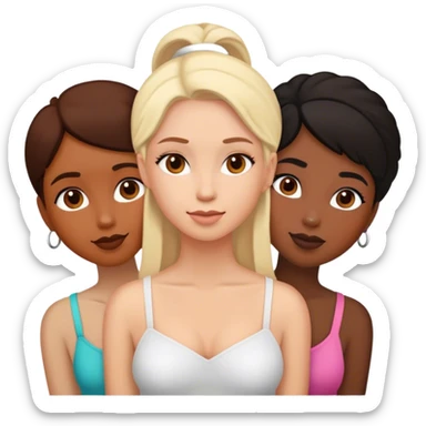 Three female friends, two are Latin one is black and one is white  sticker