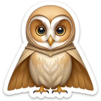barn owl in beige cloak sticker