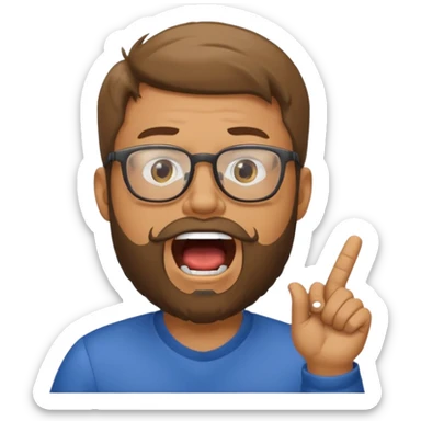 a guy with a beard, glasses and shouting : "FA, FA-TE INCOA" sticker