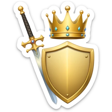 Powerful emoji with only sword, shield and crown sticker