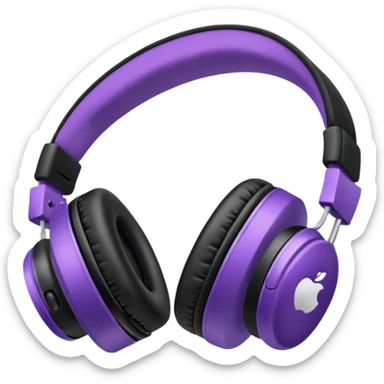 apple air max headphoness with bow on the right side black and purple  sticker