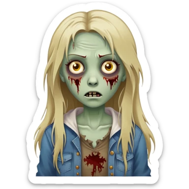 zombie girl with long dark blonde hair sticker
