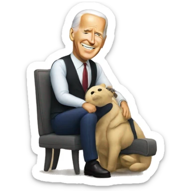 BIDEN ASSIS SUR UNE CAISE sticker