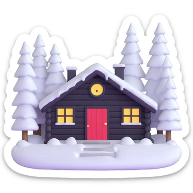 Bon Iver winter cabin in snowy forest sticker