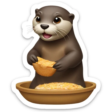 otter eating a tiramsu  sticker