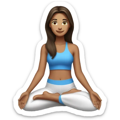 Brunette tanned woman with blue eyes doing yoga sticker