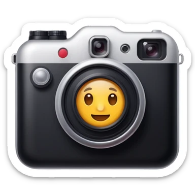 Emoji of a photo camera on a tripod, iPhone emoji style. Flat design, smooth gradients, rounded edges, soft shadows, clean look, white background sticker