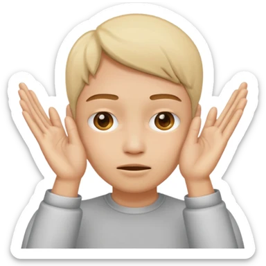 Covering the face with hands and peeping through your finger sticker